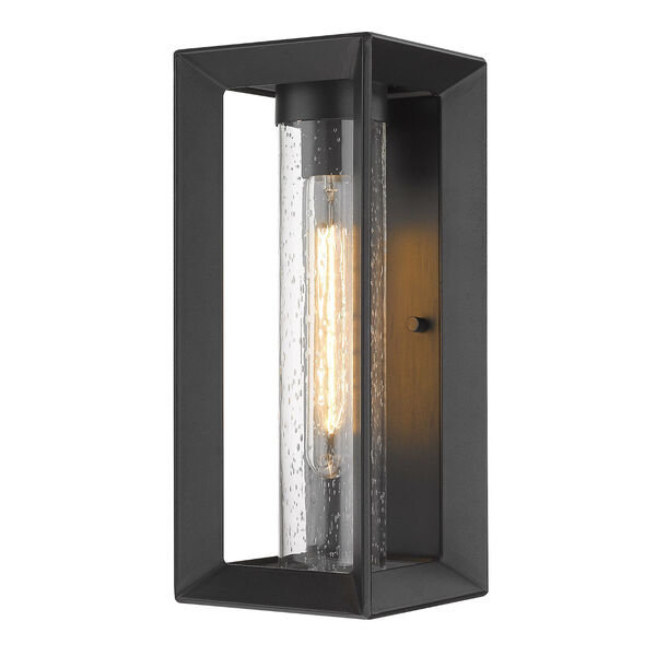 Smyth Natural Black One-Light Outdoor Wall Sconce with Seeded Glass, image 1